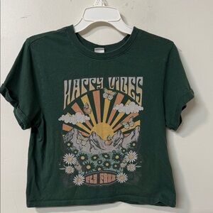 Vibe Dark Green 'Happy Vibes' Short Sleeve Tee
